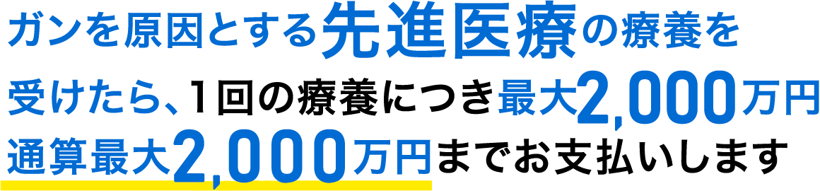 ガンを原因とする先進医療の療養を受けたら、1回の療養につき最大500万円通算最大1,000万円までお支払いします