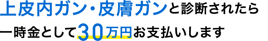 上皮内ガン・皮膚ガンと診断されたら一時金として30万円お支払いします